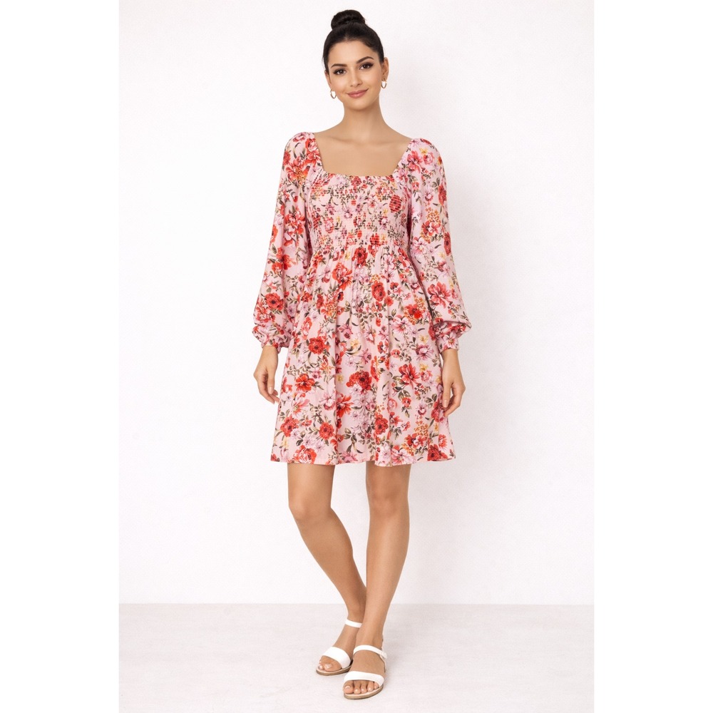2/$30 NWT Old Navy Mini Dress XS Floral Dainty Fit & Flare Long Sleeve Cottage